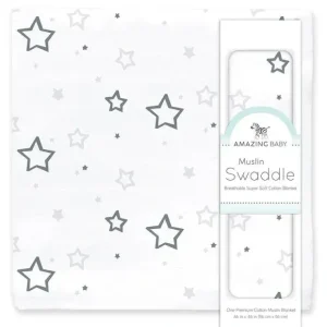 Fashion Swaddle Designs - Sterling Stars Muslin Swaddle Blanket, Premium Cotton - cutbabycare.com | baby boutique & care hub Stroller
