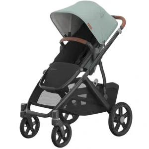 Best Sale Uppababy - Vista V3 Stroller, Kenzi (Mystic Aqua/Carbon Frame/Saddle Leather) - cutbabycare.com | baby boutique & care hub Health Safety