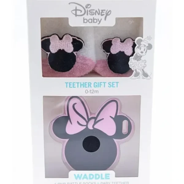 Best Sale Waddle Minnie Mouse Baby Rattle Socks & Silli Chew Teether Set - cutbabycare.com | baby boutique & care hub Shop All