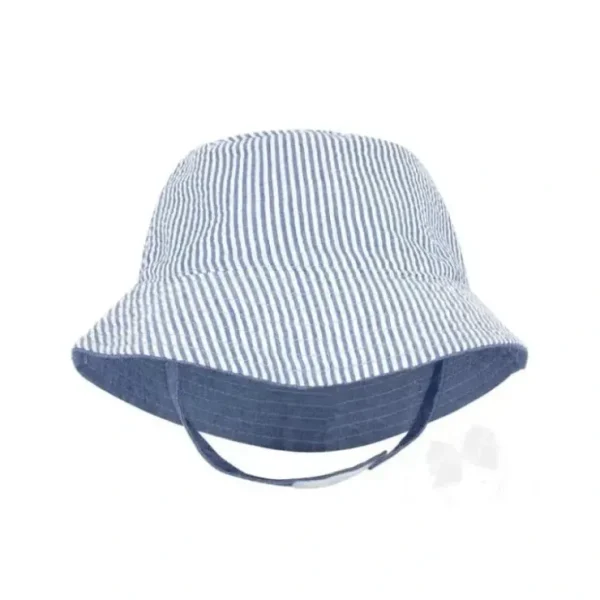 Store Wee Ones - Boys Reversible Seersucker Sun Hat, Blue Stripes - cutbabycare.com | baby boutique & care hub Shop All