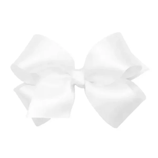 Clearance Wee Ones - Girls' Classic French Satin Hair Bow on a WeeStay Clip, Medium, White - cutbabycare.com | baby boutique & care hub Shop All