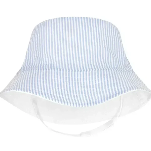 Fashion Wee Ones - Girls Reversible Ruffle Brim Seersucker Sun Hat, Blue Stripes - cutbabycare.com | baby boutique & care hub Shop All