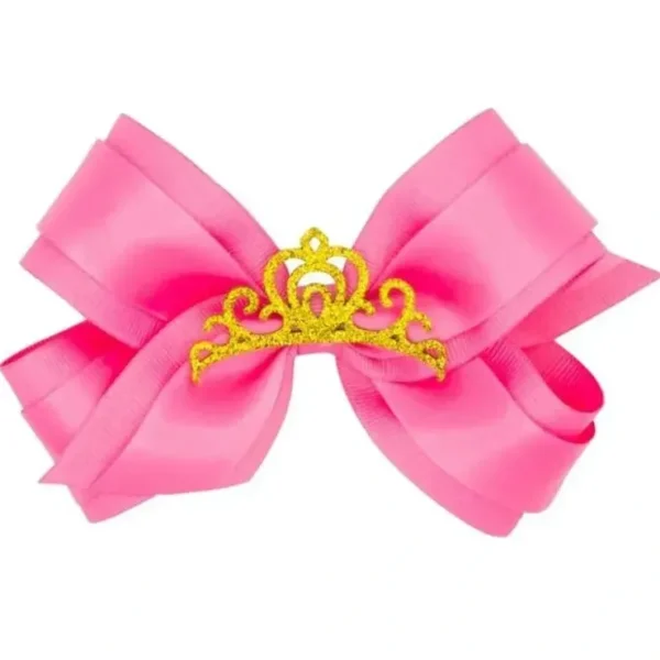 Best Wee Ones - Princess Grosgrain Hair Bow with Satin, Pink - cutbabycare.com | baby boutique & care hub Shop All