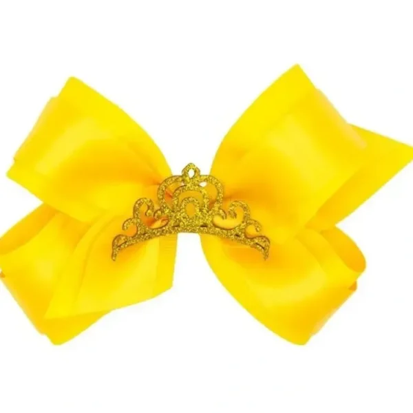 Hot Wee Ones - Princess Grosgrain Hair Bow with Satin, Yellow - cutbabycare.com | baby boutique & care hub Shop All