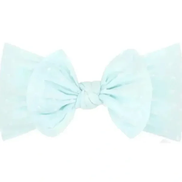 Fashion Wee Ones - Soft Shabby Dot Nylon Girls Baby Band With Matching Bowtie, Light Blue - cutbabycare.com | baby boutique & care hub Shop All