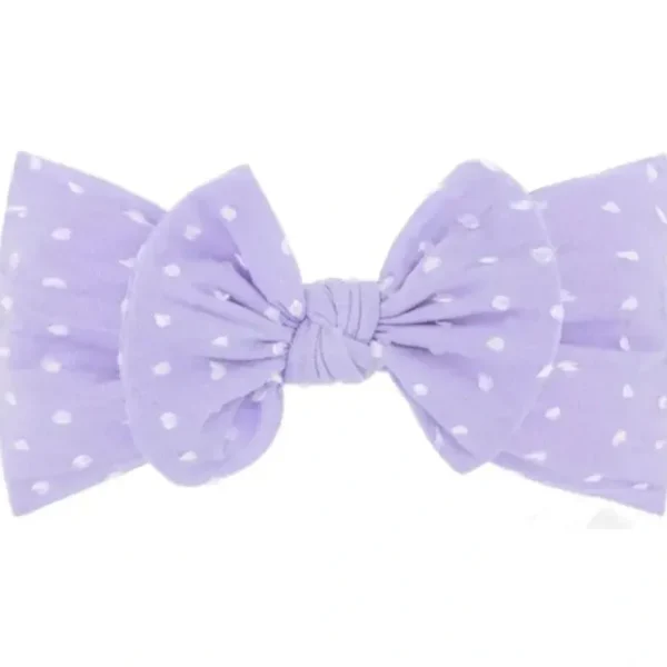 Flash Sale Wee Ones - Soft Shabby Dot Nylon Girls Baby Band With Matching Bowtie, Light Orchid - cutbabycare.com | baby boutique & care hub Shop All