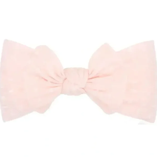 Best Sale Wee Ones - Soft Shabby Dot Nylon Girls Baby Band With Matching Bowtie, Light Pink - cutbabycare.com | baby boutique & care hub Shop All