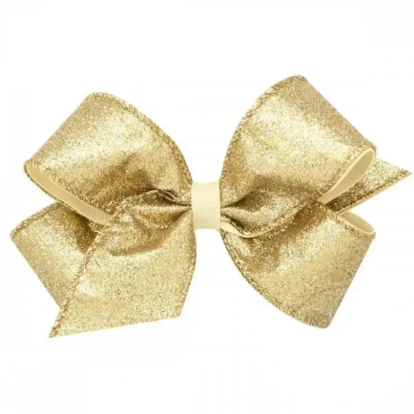 Flash Sale Wee Ones Medium Party Glitter Bow - Champagne - cutbabycare.com | baby boutique & care hub Shop All
