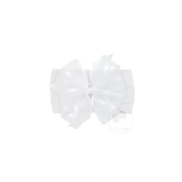 Shop Wee Ones Medium Satin Edge Double Organza Bow On Baby Band, White - cutbabycare.com | baby boutique & care hub Shop All