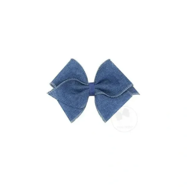 Best Sale Wee Ones Mini King Burlap Bow, Denim, Size 5.25 X 3.5 (2 1/4 Ribbon) - cutbabycare.com | baby boutique & care hub Shop All