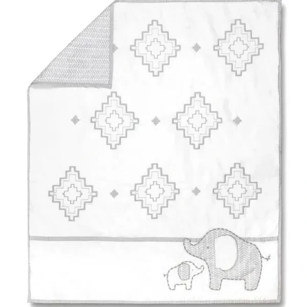 Best Sale Wendy Bellissimo Hudson Elephant Reversible Quilt, Grey/White - cutbabycare.com | baby boutique & care hub Shop All