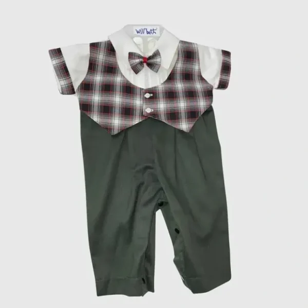Outlet Will' Beth - Baby Green Playd Boys Romper - cutbabycare.com | baby boutique & care hub Shop All
