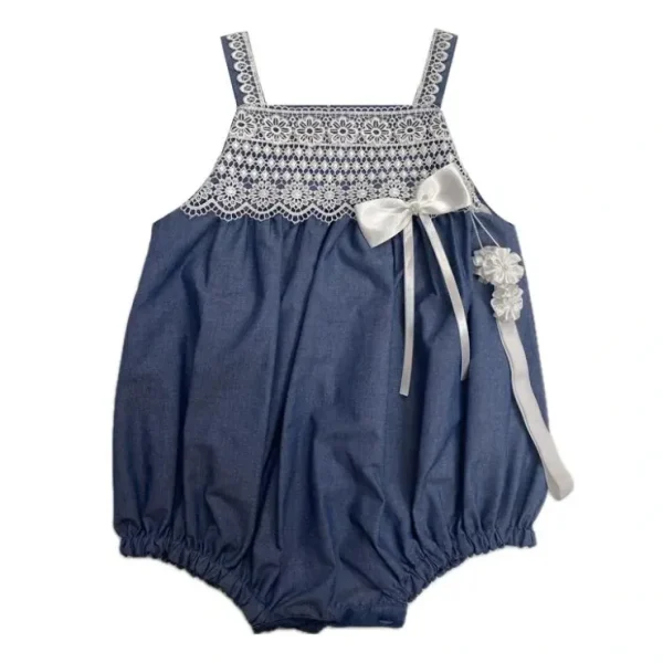 Clearance Will' Beth - Lace Denim Bubble W Bow - cutbabycare.com | baby boutique & care hub Shop All