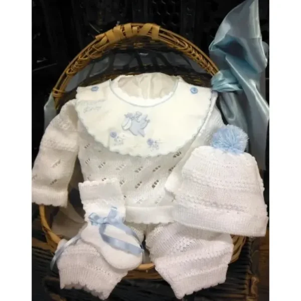 Discount Will' Beth - 4Pc Knit Baby Set, White/Blue - cutbabycare.com | baby boutique & care hub Shop All