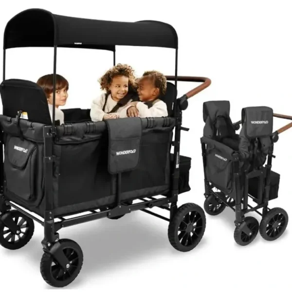 Cheap WonderFold - W4 Luxe Quad Stroller Wagon (4 Seater), Volcanic Black - cutbabycare.com | baby boutique & care hub Car Seats