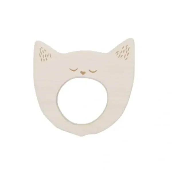 Cheap Wooden Story 9cm Yawning Cat Soother Baby/Infant 3m+ Sensory Teether Toy Natural - cutbabycare.com | baby boutique & care hub Shop All