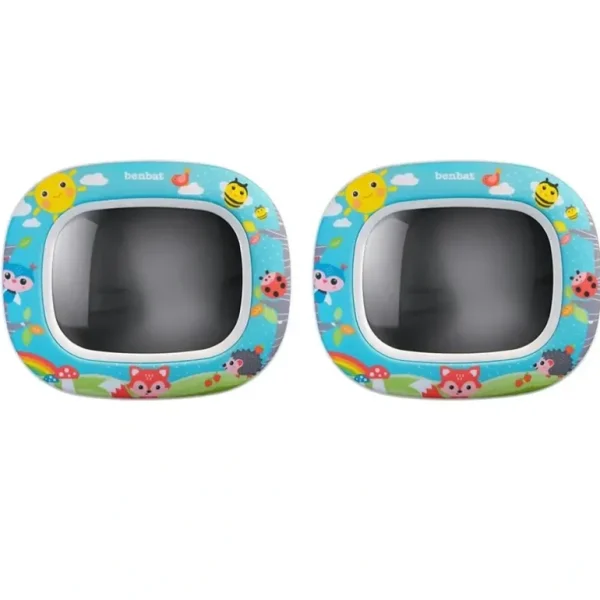 2x Benbat Baby Night & Day 30cm Car Head Rest Mirror w/Light/Lullaby/Remote Blue - cutbabycare.com | baby boutique & care hub