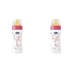 2x Chicco Nursing Baby Well-Being 250ml Feeding Bottle/Anti Colic Teat 2m+ Girl - cutbabycare.com | baby boutique & care hub