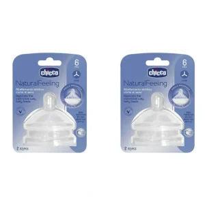 2x Chicco Nursing NaturalFeeling Food Flow Silicone Teat Baby Feeding 6m+ - cutbabycare.com | baby boutique & care hub
