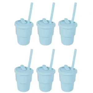 6x Cuddle Bug Baby/Toddler Silicone Training Drinking Straw Cup 300ml Pink/Blue - cutbabycare.com | baby boutique & care hub
