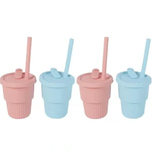 3x Cuddle Bug Baby/Toddler Silicone Training Drinking Straw Cup 300ml Pink/Blue - cutbabycare.com | baby boutique & care hub