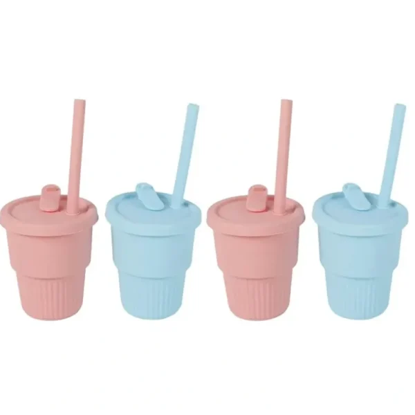 3x Cuddle Bug Baby/Toddler Silicone Training Drinking Straw Cup 300ml Pink/Blue - cutbabycare.com | baby boutique & care hub