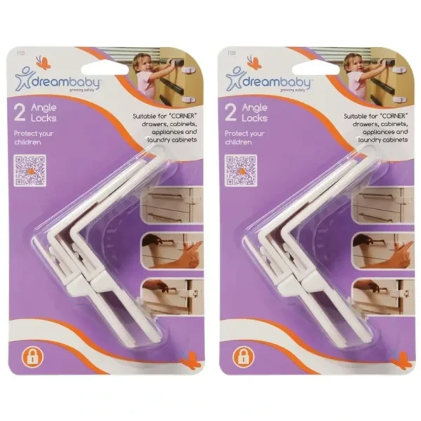 4x dreambaby Baby/Toddler Safety/Protection Cabinet/Drawer Angle Lock/Latch WHT - cutbabycare.com | baby boutique & care hub