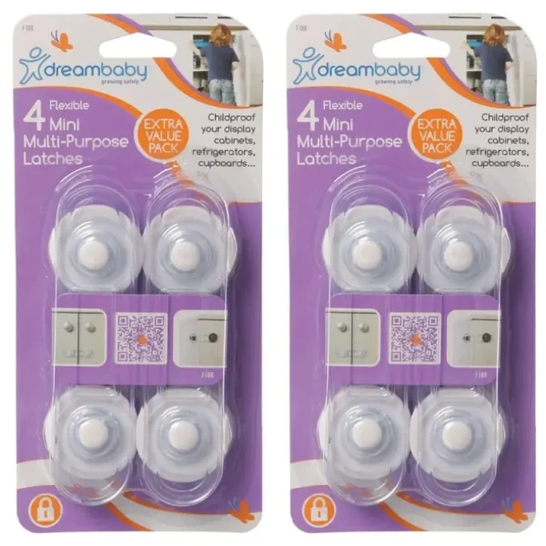 8x dreambaby 12cm Baby Safety Mini Multi-Purpose Latches Cabinets/Cupboards WHT - cutbabycare.com | baby boutique & care hub