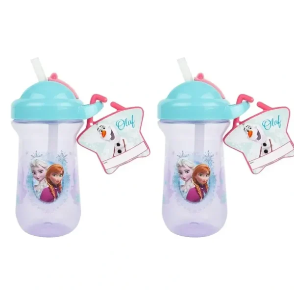2x Frozen Flip Top Straw Drink/Juice/Milk BPA Free Cup w/ Name Tag Todddler 18m+ - cutbabycare.com | baby boutique & care hub