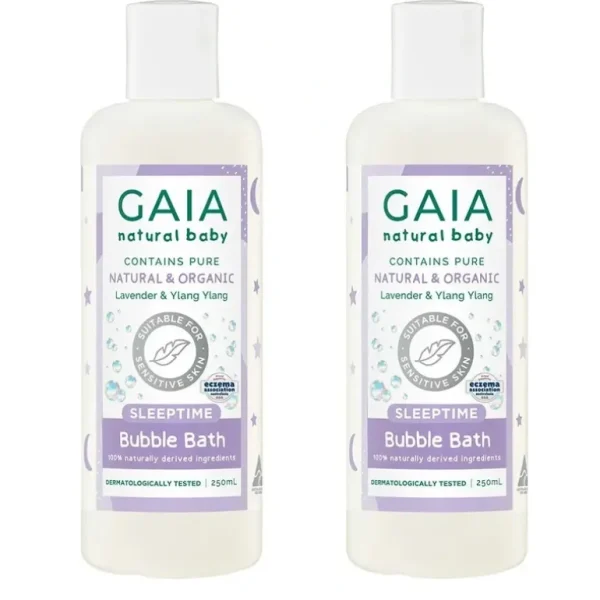2x Gaia Bubble Bath Sleeptime 250ml Baby/Kids 6m+ Sensitive Skin Organic/Natural - cutbabycare.com | baby boutique & care hub