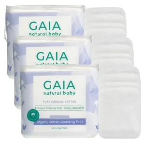 120x Gaia Natural Baby Organic Cotton Cleansing Pads Face/Skin/Body Kids 0m+ - cutbabycare.com | baby boutique & care hub