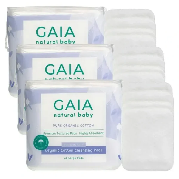 120x Gaia Natural Baby Organic Cotton Cleansing Pads Face/Skin/Body Kids 0m+ - cutbabycare.com | baby boutique & care hub