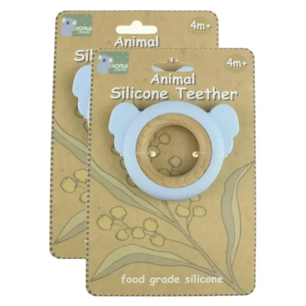 2x Koala Dream Silicone/Wooden Koala Baby/Toddler Chew Teether Toy Blue 4m+ - cutbabycare.com | baby boutique & care hub