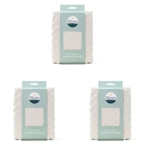 3x Little Haven Dot Velour Soft Gentle Baby Changing Pad Cover Natural 88cm - cutbabycare.com | baby boutique & care hub