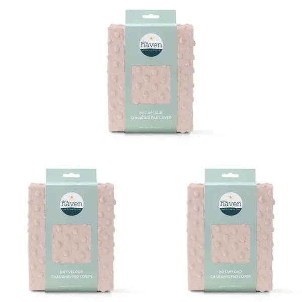 3x Little Haven Dot Velour Soft Gentle Baby/Kids Changing Pad Cover Rose 88cm - cutbabycare.com | baby boutique & care hub