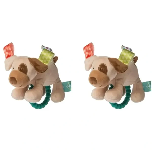 2x Mary Meyer Taggies Buddy Dog Teether Rattle Toy 15x10cm Brown Baby/Infant 0+ - cutbabycare.com | baby boutique & care hub