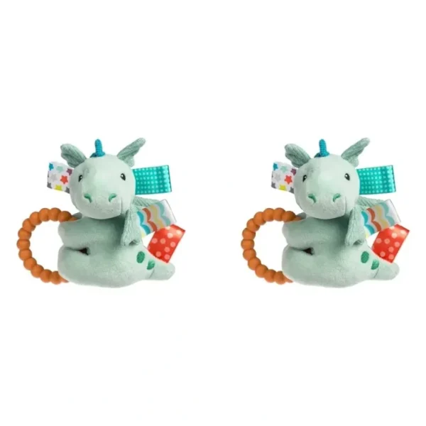 2x Mary Meyer Taggies Drax Dragon 13cm Teether Rattle Toy Baby Kids 0+ Green - cutbabycare.com | baby boutique & care hub
