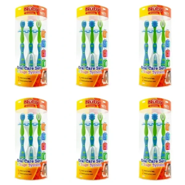 6x Nuby 4 Stage Oral Care Set Baby/Kids Toddler Toothbrush Assorted 0-6Y+ - cutbabycare.com | baby boutique & care hub
