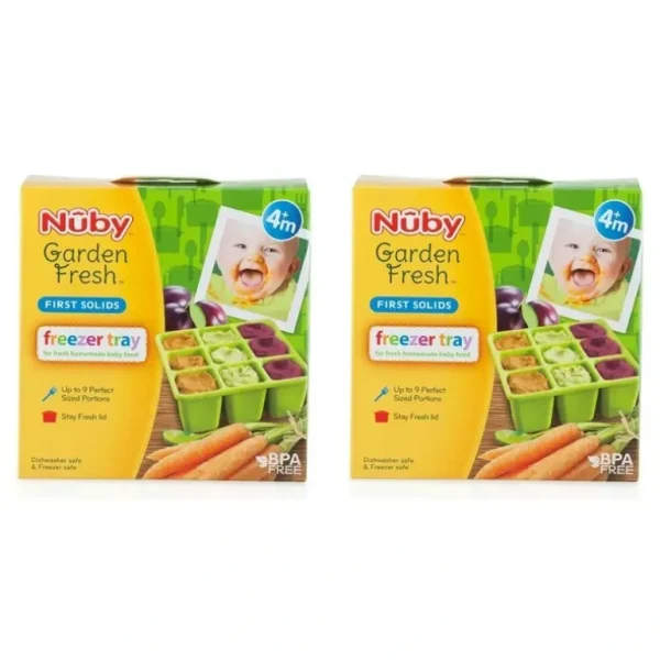 2x Nuby Garden Fresh 9 Compartment Flexible Silicone Freezer Tray 4m+ Assorted - cutbabycare.com | baby boutique & care hub