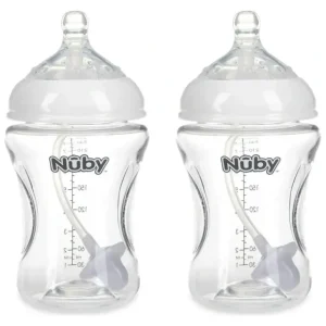2x Nuby Tritan Baby Anti-Colic Clear Drinking Bottle w/ 360 Weighted Straw 270ml - cutbabycare.com | baby boutique & care hub