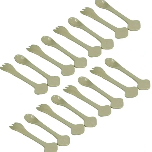 8x 2pc EcoSouLife Rice Husk Reusable Baby Cutlery Set Spoon/Fork Utensil Beige - cutbabycare.com | baby boutique & care hub
