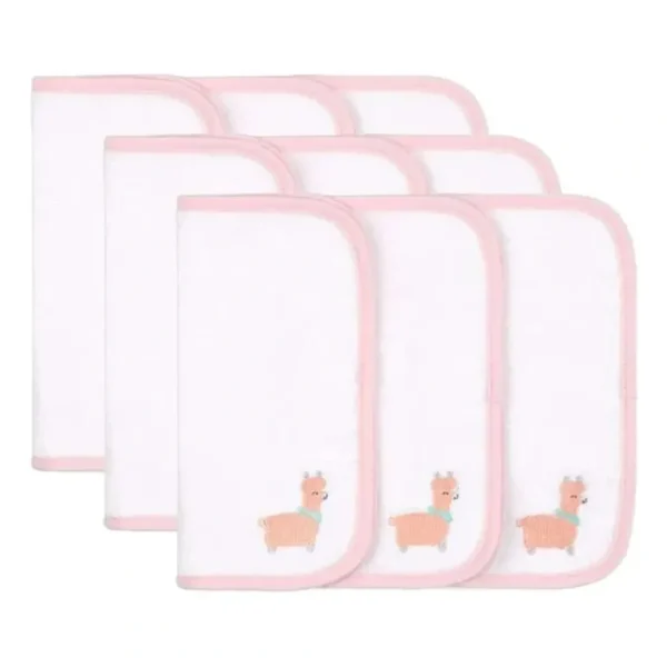 3x 3pc Little Haven Baby/Infant Cotton Washcloths/Bath Towels Llama 25cm White - cutbabycare.com | baby boutique & care hub