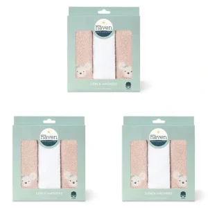 3x 3pc Little Haven Cotton Hooded Gentle Baby Wash Cloths Wild Flower 25.5cm - cutbabycare.com | baby boutique & care hub