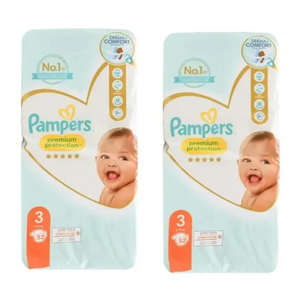2x 52pc Pampers Absorbent Childrens Nappies Premium Protection Size 3 6-10kg - cutbabycare.com | baby boutique & care hub