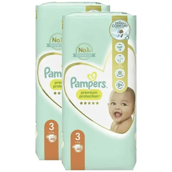 2x 48pc Pampers Premium Protection Baby Nappies Unisex Diapers Size 3 6-10kg - cutbabycare.com | baby boutique & care hub