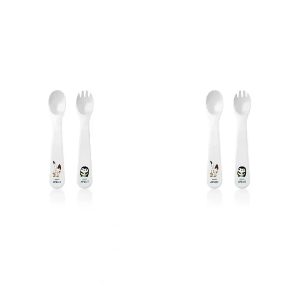 2x Philips Avent Toddler Fork & Spoon Plastic Cutlery/Feeding Utensil Set 12m+ - cutbabycare.com | baby boutique & care hub
