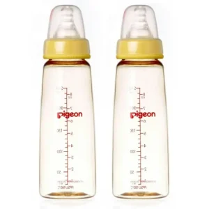 2x PIGEON Flexible Peristaltic Nipple 240ml M Round Hole Baby Feeding Bottle 4m+ - cutbabycare.com | baby boutique & care hub