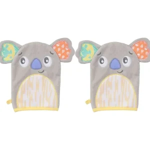 2x Playgro Fauna Friends Baby Bathing Soft Cotton Washing Mitts Koala 0m+ - cutbabycare.com | baby boutique & care hub