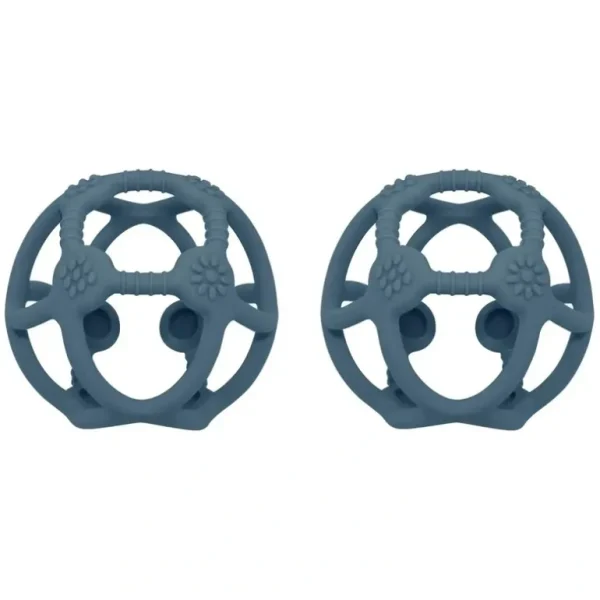 2x Playground Baby 10.5cm Silicone Teething Ball Teether Toy 3m+ Steel Blue - cutbabycare.com | baby boutique & care hub