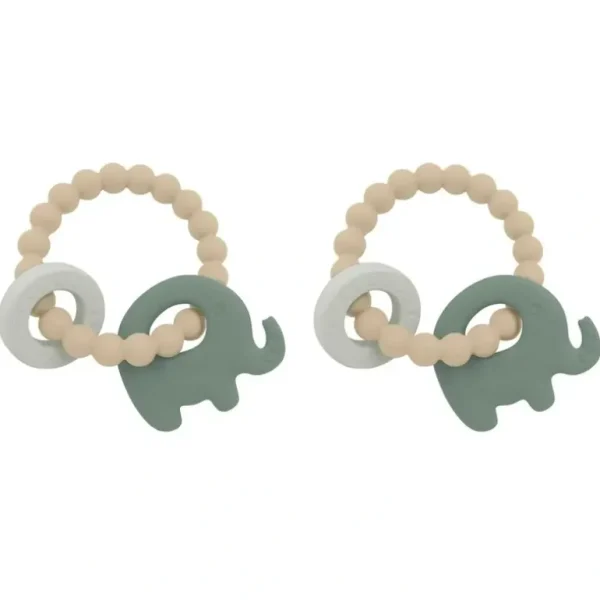 2x Playground Baby 11cm Silicone/Beechwood Elephant Teether Teething 3m+ Sage - cutbabycare.com | baby boutique & care hub